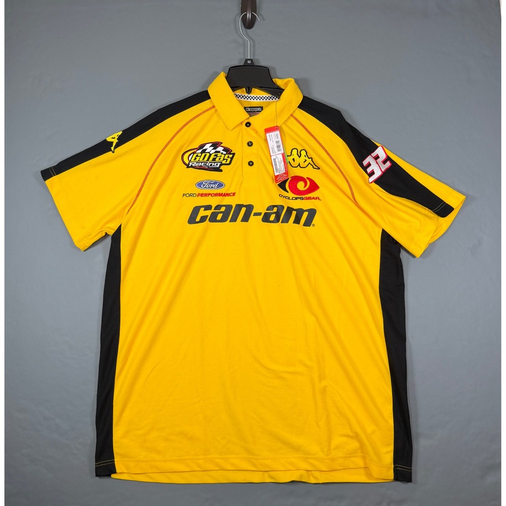 Kappa Can Am Yellow Snap Polo Shirt Mens XXL Ford Go Fast Racing Cyclops Nwt